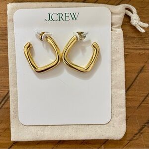 J Crew Square Geometric Brass Earrings NWT